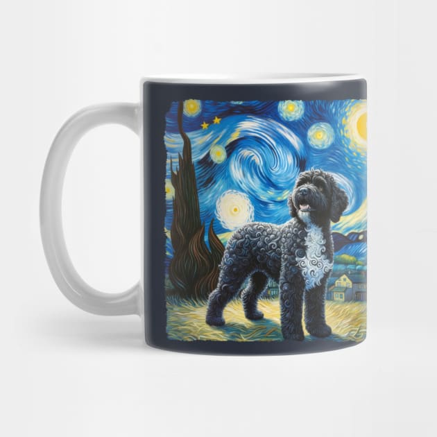 Starry Portuguese Water Dog Dog Portrait - Pet Portrait by starry_night